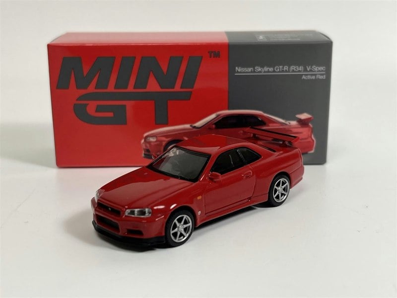 Mini GT Nissan Skyline GT R R34 V Spec Active Red RHD 1:64 Mini GT MGT00796R