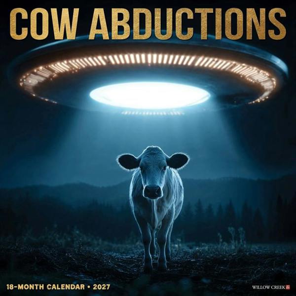 Cow Abductions Calendar 2027, Wall Calendars, Month To View, Animals, Gift