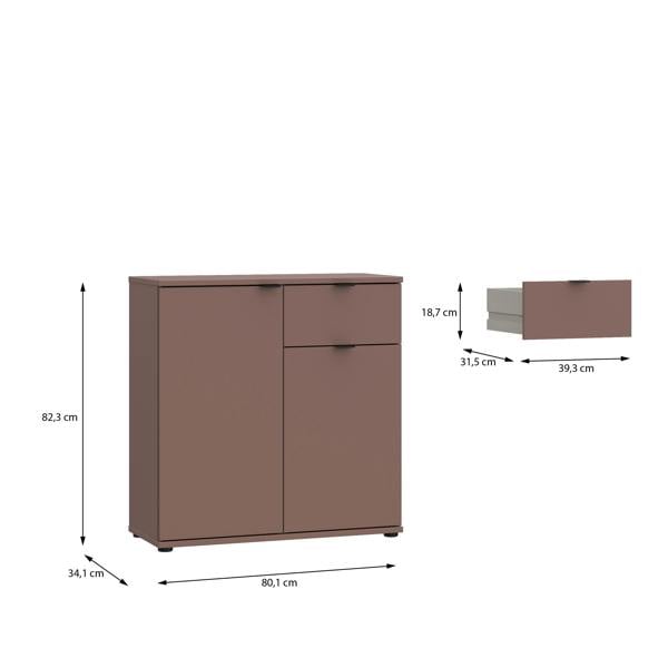 Furniture To Go Ganymede 2 Door Cupboard with Drawer in Terracotta