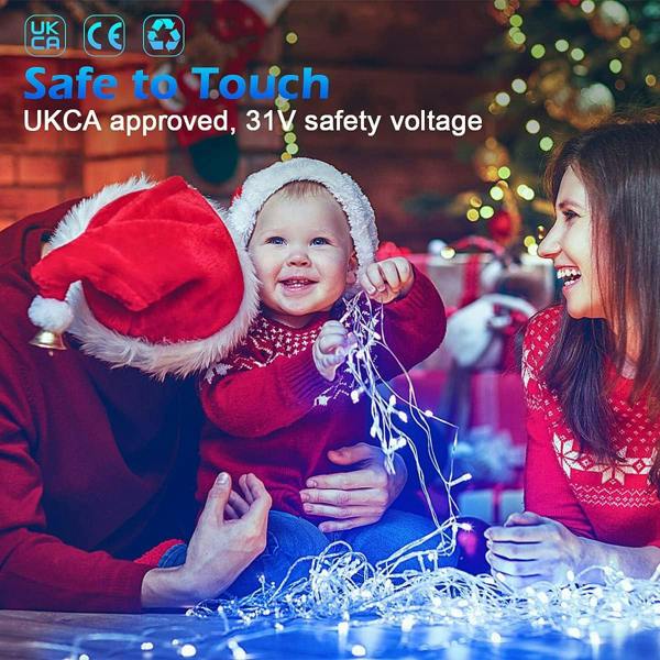 White and Blue Icicle LED String Fairy Lights with Timer, Memory Function and Size Options image 6