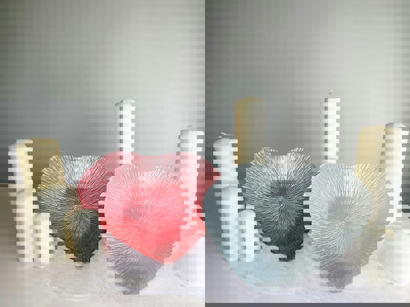 Glass Bowl - Heart Design - Pink