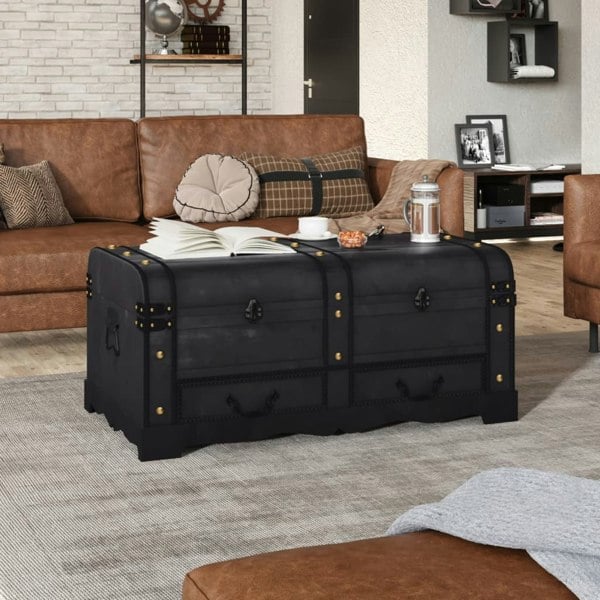 Berkfield Treasure Chest Wood Black 90x51x42 cm