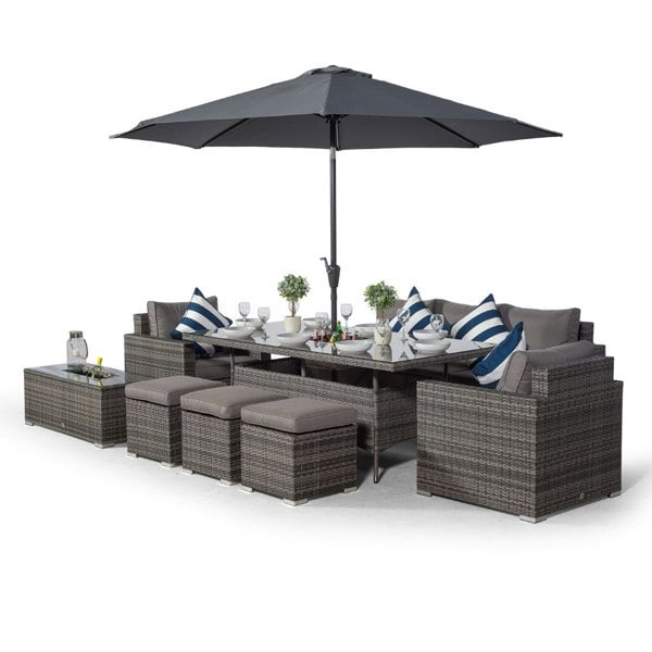 Giardino Sydney 8 Seater Drinks Cooler Conversation Dining Set With Coffee Table & 3 Stools