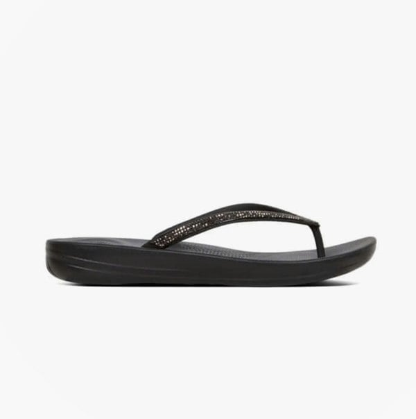 FitFlop IQUSHION SPARKLE Womens Flip Flops Black