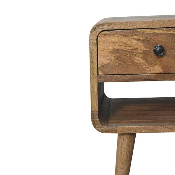 Wyld Haus Parma Small Oak Mango Wood Curve Low Bedside Table