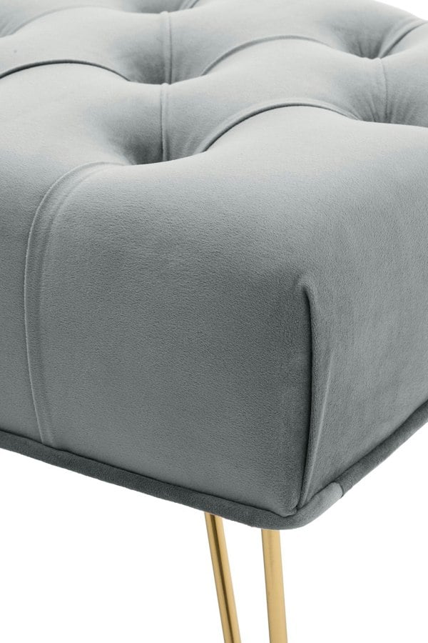 Living and Home Buttoned Velvet Bench Gold Hairpin Legs