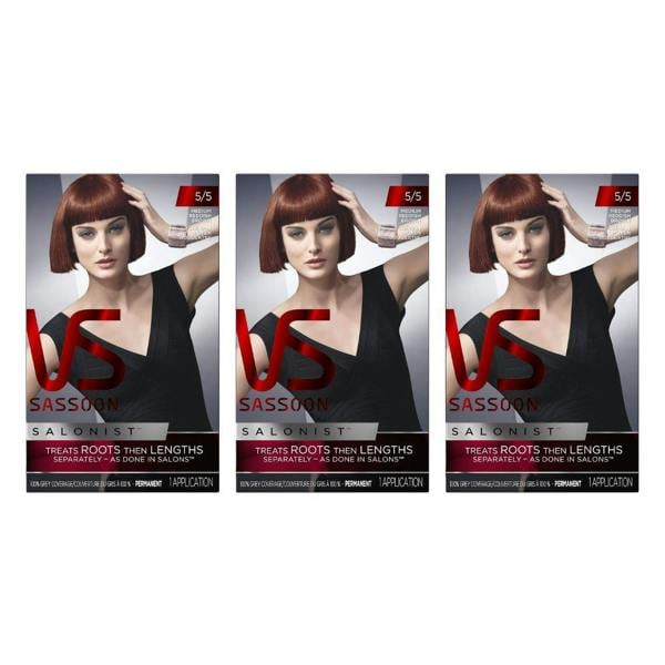 Vidal Sassoon 3 x Vidal Sassoon Salonist Permanent Hair Colour - 5/5 Medium Reddish Brown