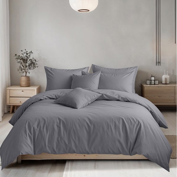 Snug City Plain Dyed Easy Care Polycotton Duvet Cover And Pillowcase/s Set Bed Linen