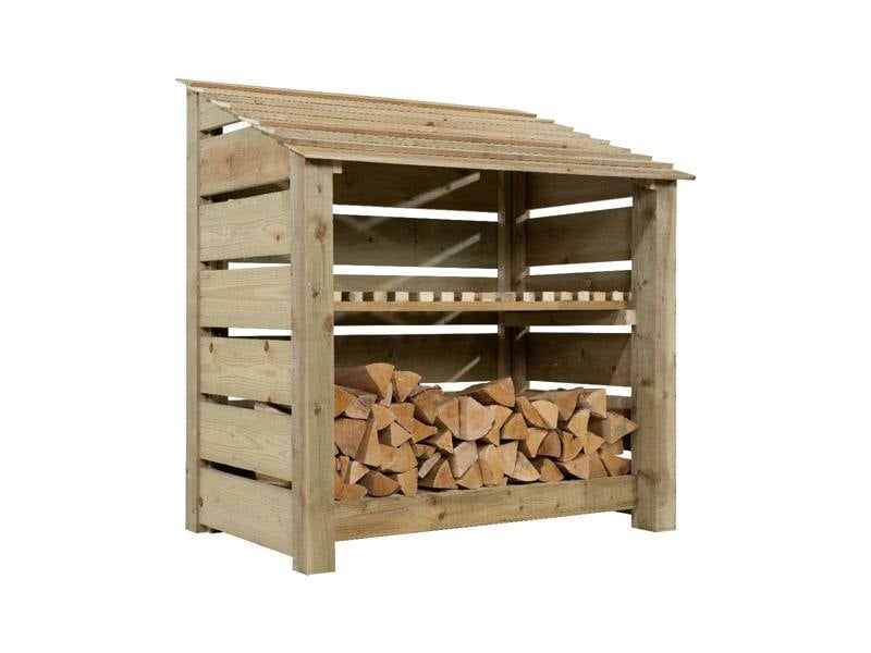 Arbor Garden Solutions Slatted Wooden Log Store with Shelf W-119cm, H-126cm Or 180cm, D-88cm
