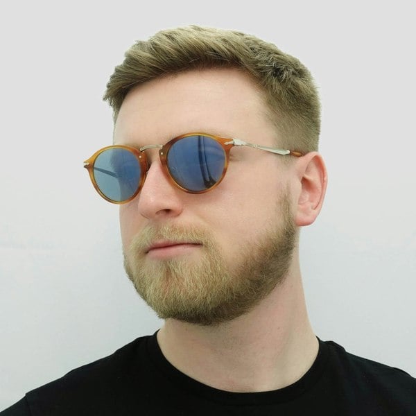 Persol Sunglasses PO3166S 960/56 Striped Brown Light Blue