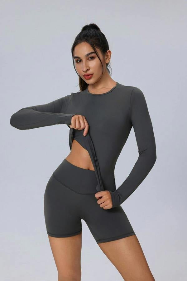 Anniou Long Sleeve Yoga Top - Gray