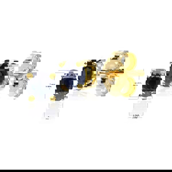 Gemondo Classic Round Black Sapphire Stud Earrings in 9ct Yellow Gold 3.5mm