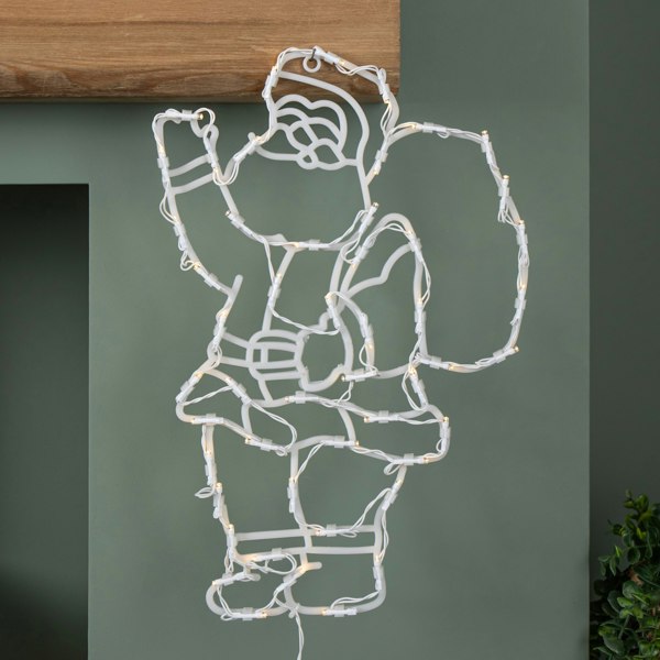 Samuel Alexander 44cm Battery Powered Light up Hanging Christmas Santa with Warm White Multi-Action LEDs