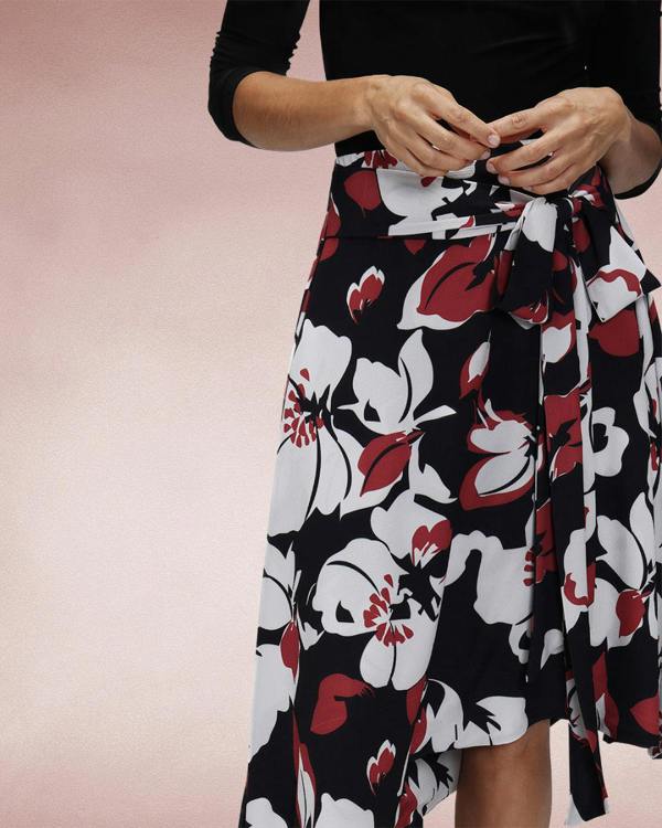 HotSquash Asymmetric Hem Skirt with Bow Ties