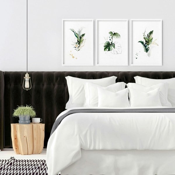 Tropical bedroom decor | set of 3 wall art prints