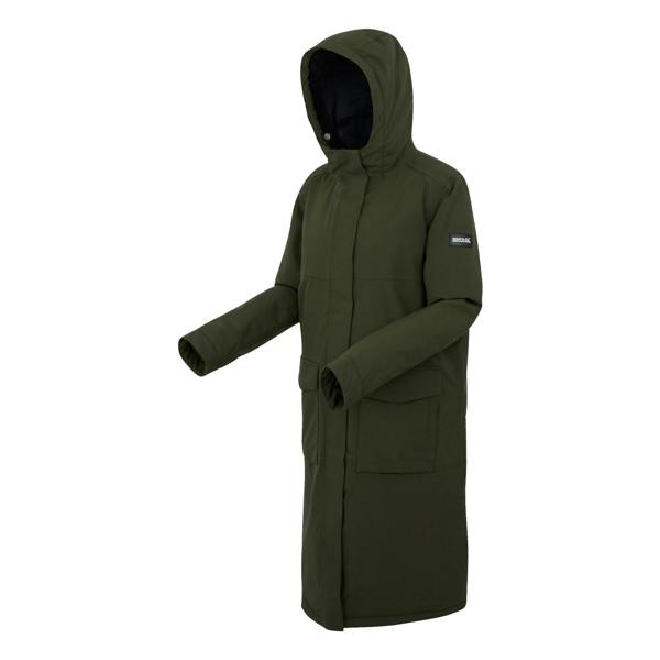 Regatta Womens/Ladies Yarli Longline Waterproof Jacket - Dark Khaki/Black - 