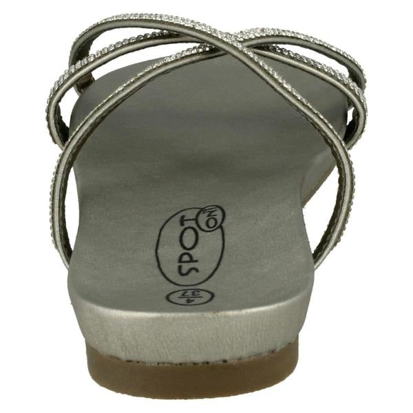 Spot On Ladies Spot On Diamante Flat Sandals