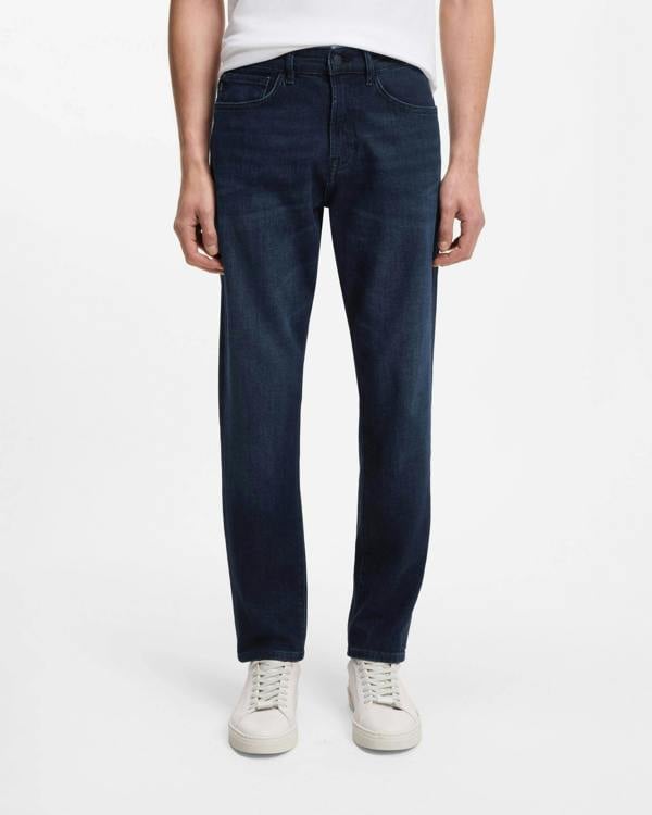 BOSS Orange ONYX BO Mens Tapered-Fit Jeans in Dark-Blue Comfort-Stretch Denim  - Dark Blue 406 | CHO | Designer Mens Jeans