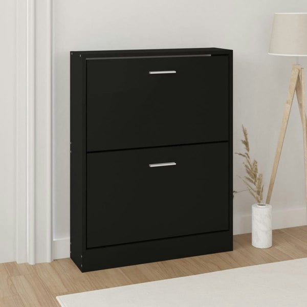 Berkfield Shoe Cabinet Black 59x17x81 cm Engineered Wood