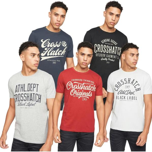 Crosshatch Mens Luckmoore Cotton Short-Sleeved T-Shirt (Pack of 5) - Multicoloured - 