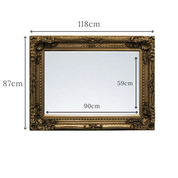 Exclusive Mirrors Cavill Ornate Wall Mirror Antique Gold – 118cm x 87cm
