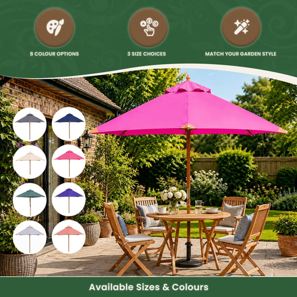 3m Premium Hardwood Garden Parasol Umbrella