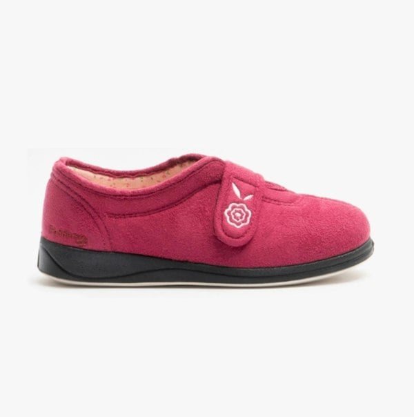Padders CAMILLA Womens (2E Fit) Touch Fasten Slippers Cerise