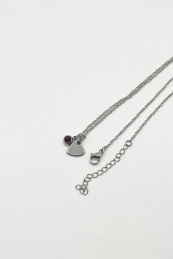 SVNX Mini Heart & Janurary Birthstone Necklace in Silver - Gift Boxed