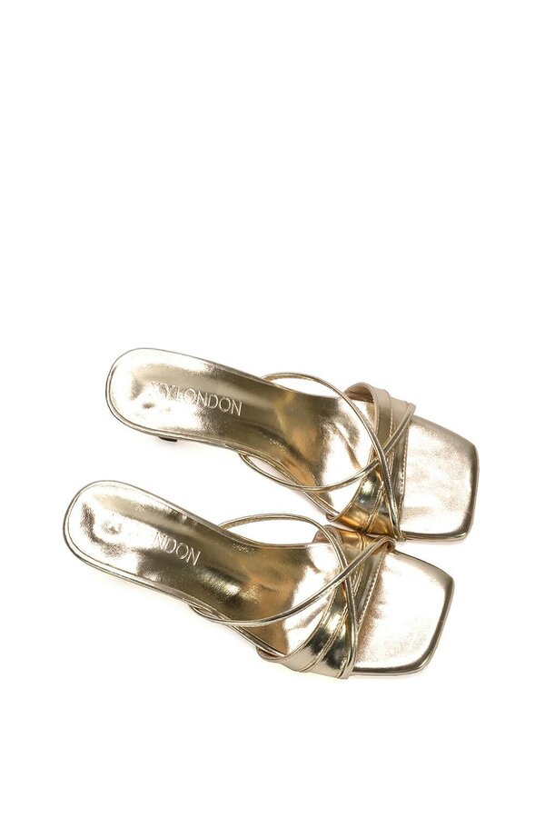 XY LONDON Mid Heeled Sandal Slip On Mules With Square Toe