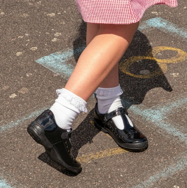 Start-Rite LEAP FROG Girls Leather T-Bar School School Shoes Patent Black