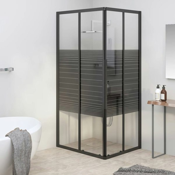 Berkfield Stripe Shower Cabin ESG 90x70x180 cm Black