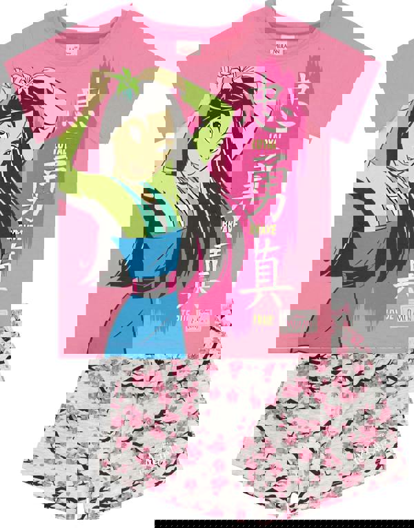 Disney Girls Pink Mulan Short Sleeve Short Leg Pyjama Set