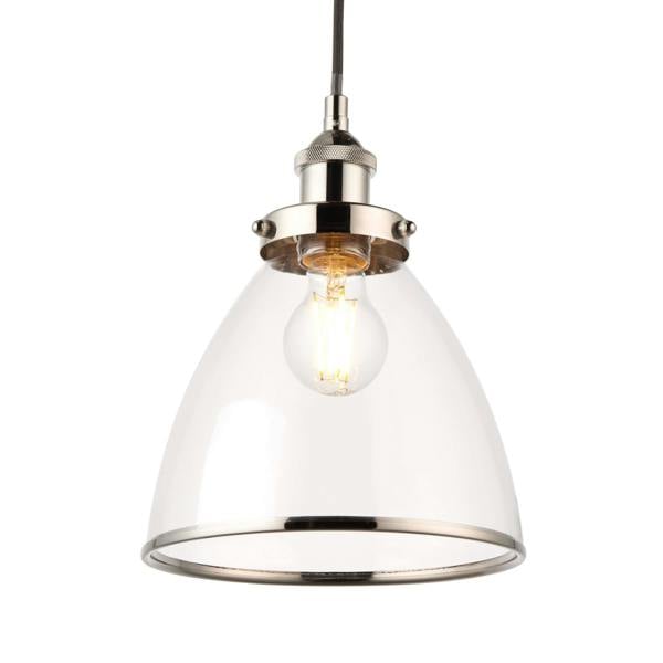 Pagazzi Lighting Brunswick Satin Nickel and Clear Glass  Easy-Fit Pendant Shade
