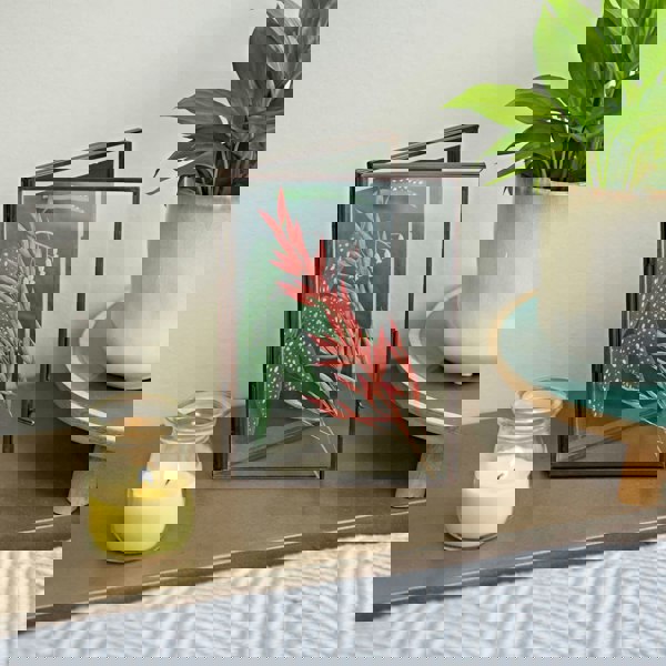 Paper High Antique Brass Recycled Glass Folded Double Photo Frame