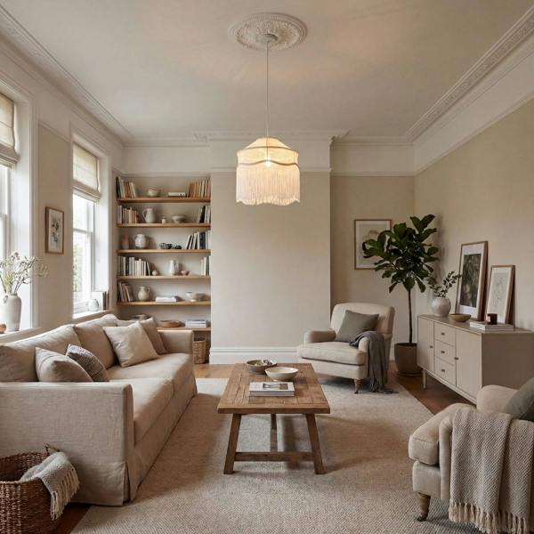 Chic White Lace Fabric Victorian Style Pendant Light Shade with Trims Image 6