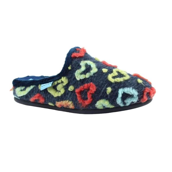Lunar Womens/Ladies Valentine Mule Slippers - Navy - 