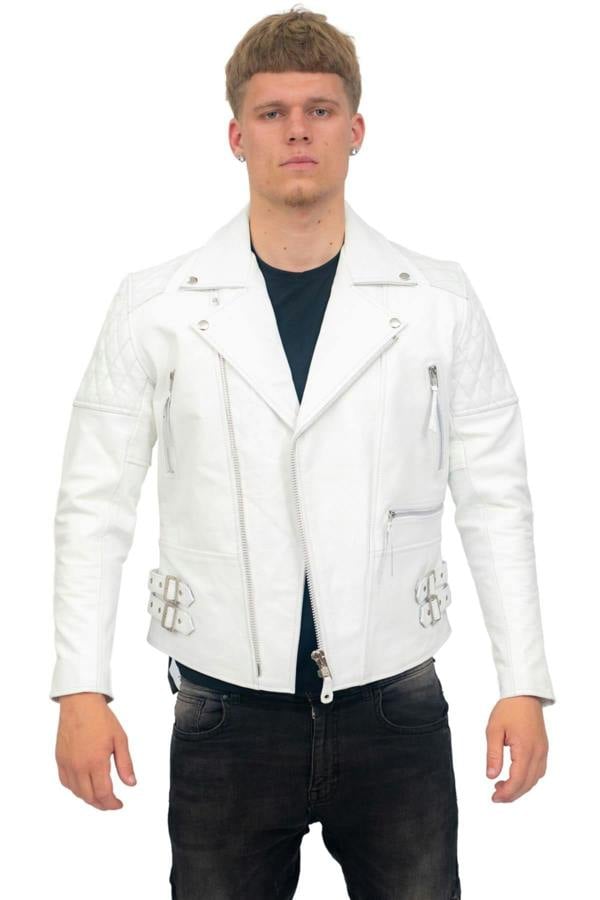 Infinity Leather Mens Cowhide Leather Biker Jacket-Nassau