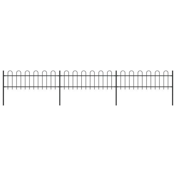 Berkfield Garden Fence with Hoop Top Steel 5.1x0.6 m Black