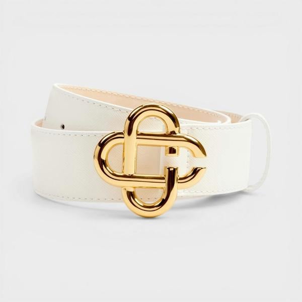 Casablanca CC Logo Buckle Belt White