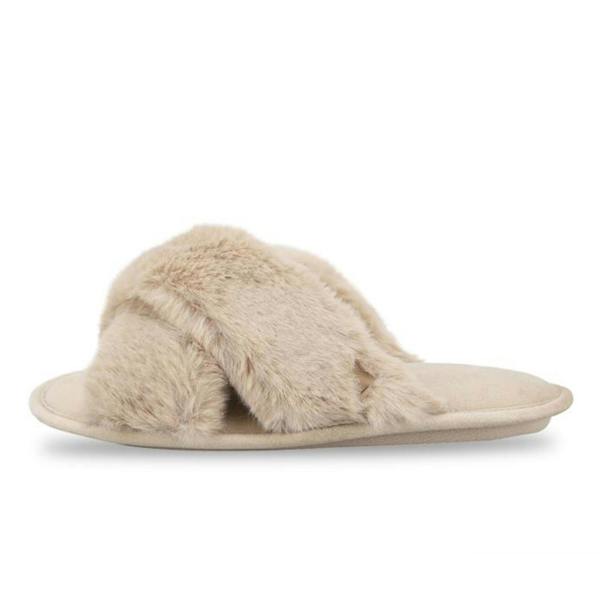 Totes CROSS FUR SLIDER Mules Mules   in  Cream