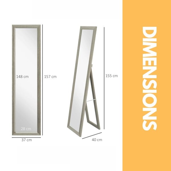 Rustic Full Length Mirror Freestanding Or Hanging Grey - Rafaelo Mobilia