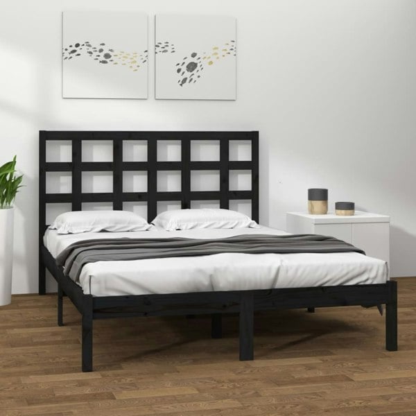 Berkfield Bed Frame Black Solid Wood 200x200 cm