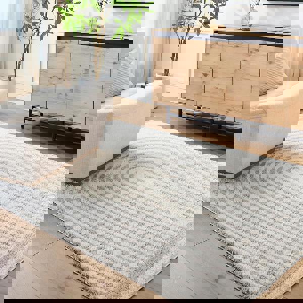 Livabliss Fossay Shag-Washable Beige Grey Modern High Pile Rug