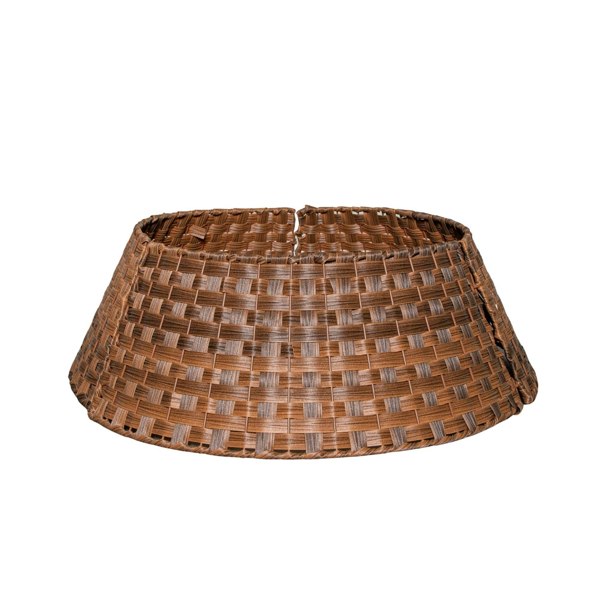 Samuel Alexander 48/70cm Samuel Alexander Large KD Plastic Wicker Rattan Woven Christmas Tree Skirt in Brown