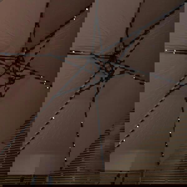 Samuel Alexander 3m Solar Powered Cantilever Lit Banana Garden Parasol with Crank Handle & White LED Lights in Beige