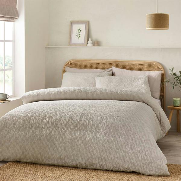 Crinkle Seersucker Natural Duvet Cover Set