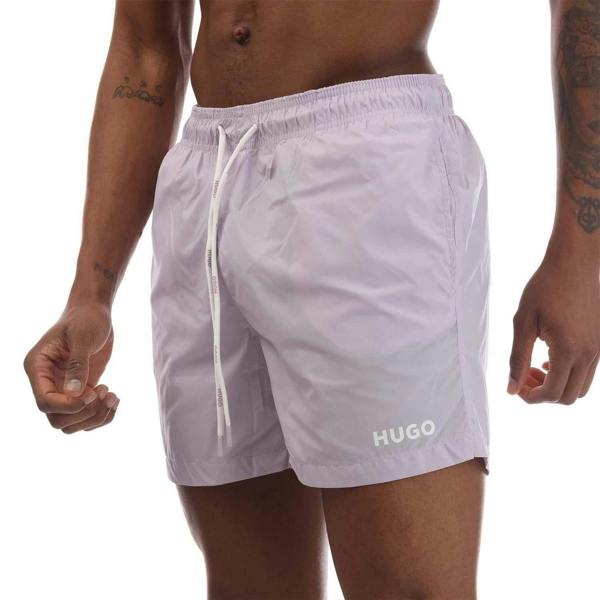 Hugo Mens Haiti Contrast Logo Swim Shorts - Purple - 