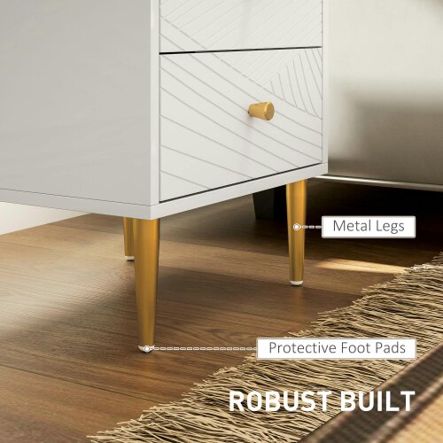 Wyld Haus Dina White And Gold 2 Drawer Elegant Bedside Table