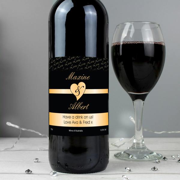 Personalised Couples Heart Shiraz Red Wine - alternative angle
