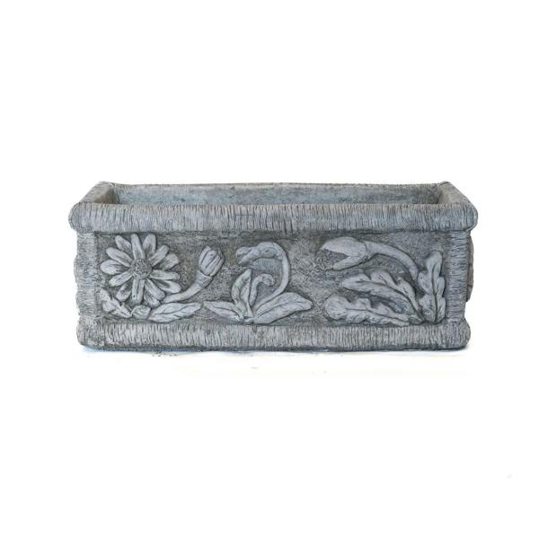 Classic Medium Floral Design Stone Cast Planter Trough